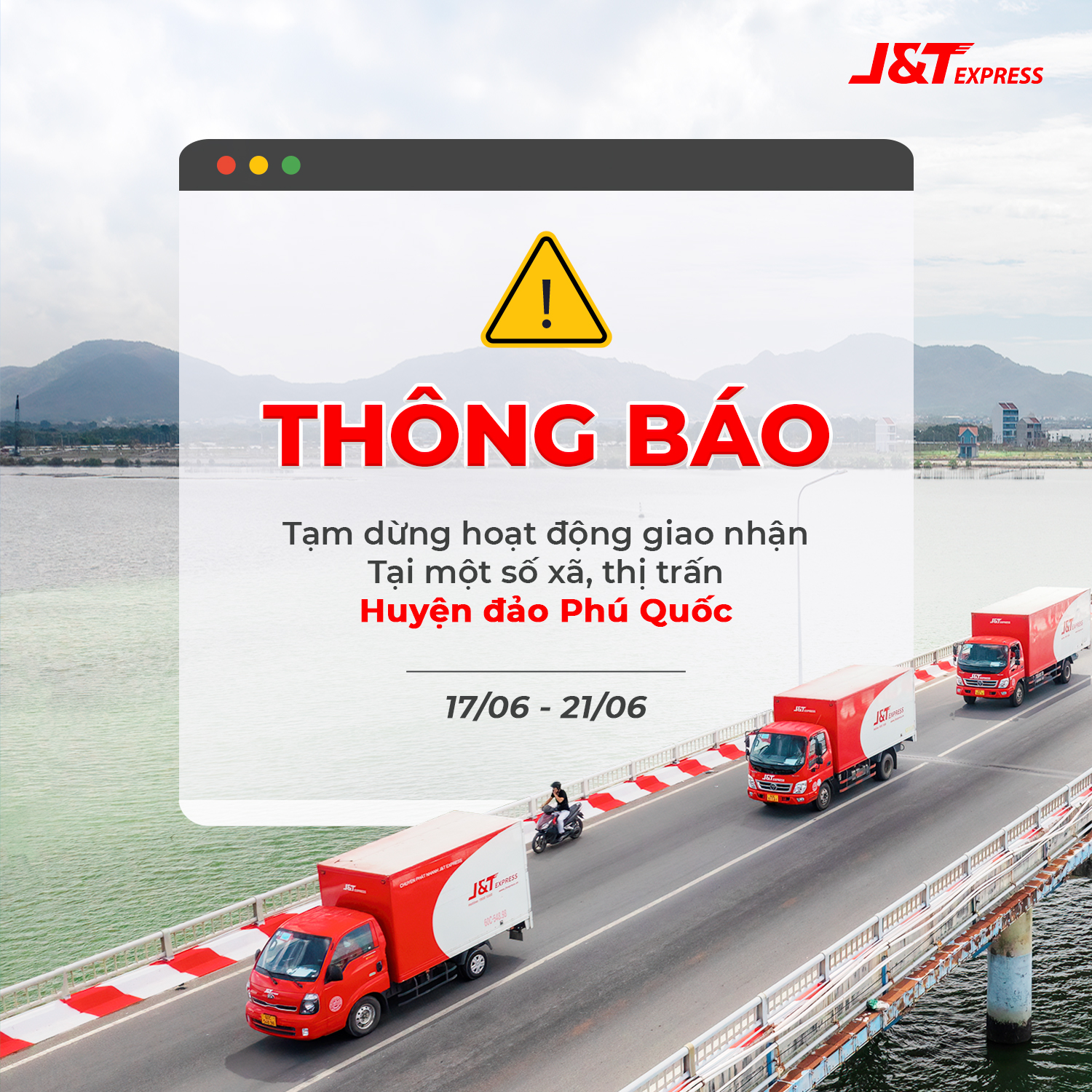 Thông báo: Tạm dừng giao nhận tại một số xã, thị trấn thuộc huyện đảo Phú Quốc