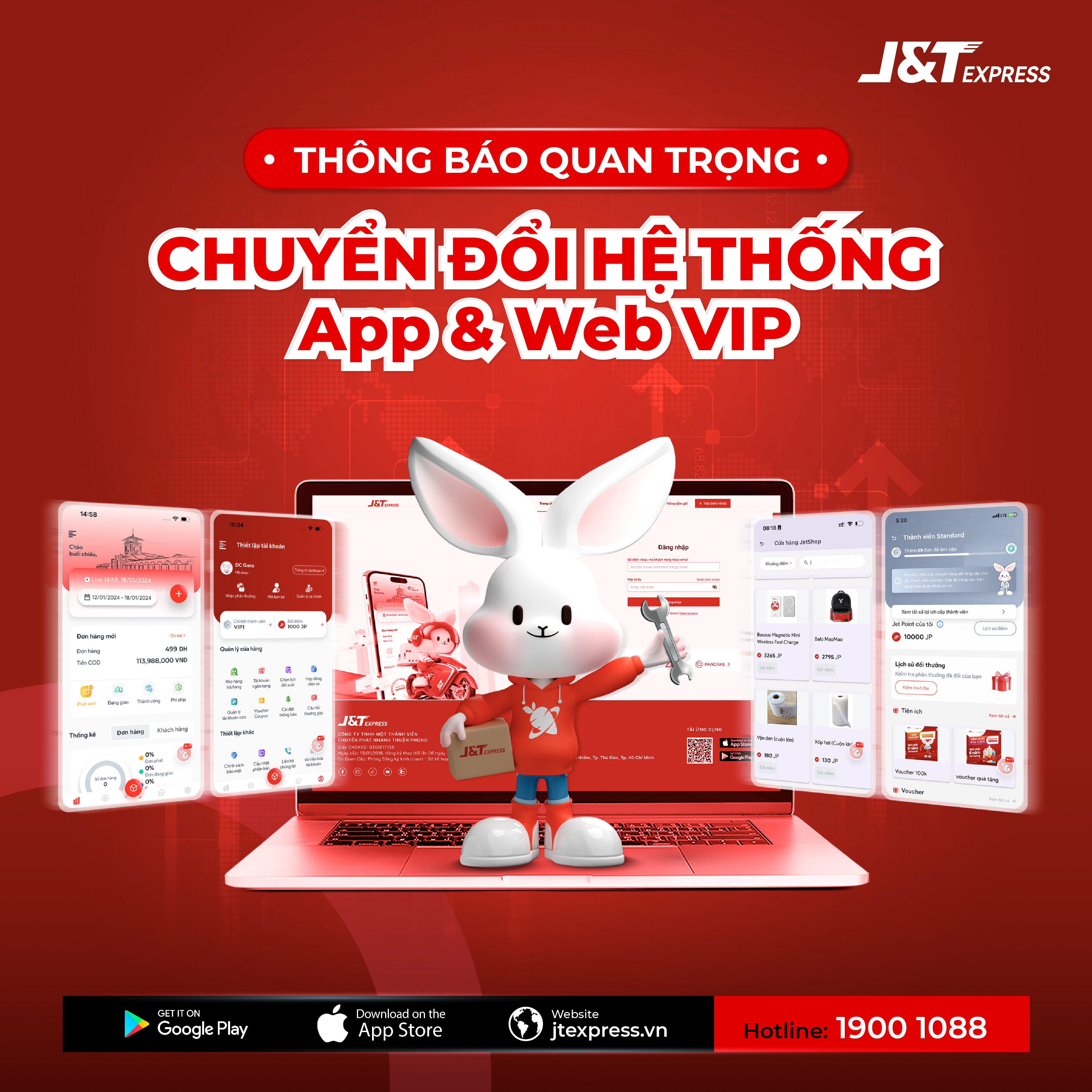 Thông báo quan trọng: Chuyển đổi hệ thống App và Web VIP